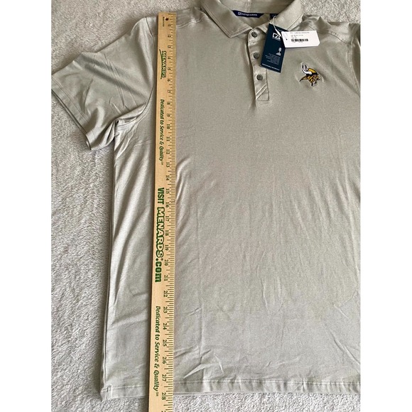 Cutter & Buck Coastline Epic Comfort Eco Polo Shirt Men L Gray Minnesota Vikings - Picture 5 of 7